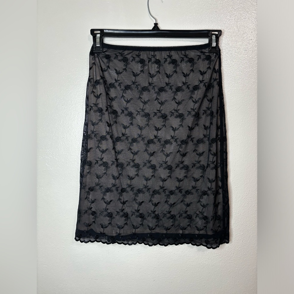 Very SHEER rose stitched skirt slip